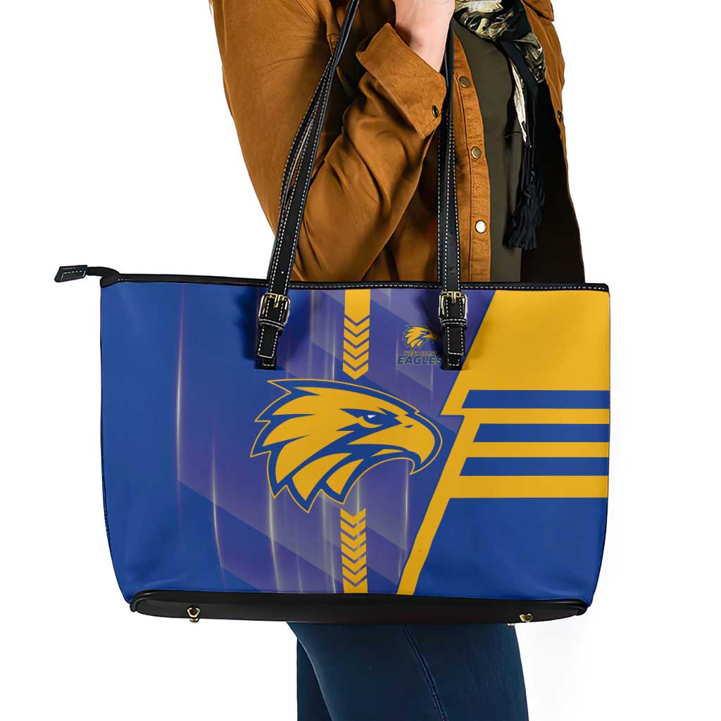 West Coast Eagles Leather Tote Bag Modern Geometric Sports Graphic Style