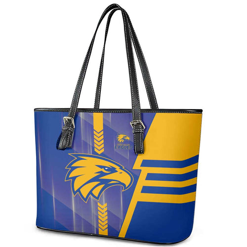 West Coast Eagles Leather Tote Bag Modern Geometric Sports Graphic Style