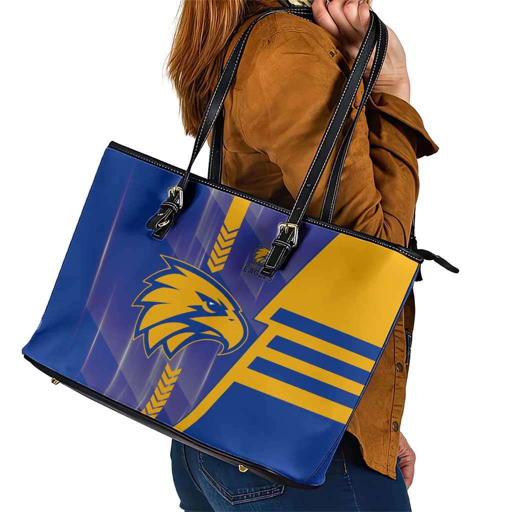 West Coast Eagles Leather Tote Bag Modern Geometric Sports Graphic Style