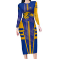 Personalized West Coast Eagles Long Sleeve Bodycon Dress Modern Geometric Sports Graphic Style