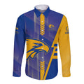 Personalized West Coast Eagles Long Sleeve Button Shirt Modern Geometric Sports Graphic Style