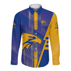 Personalized West Coast Eagles Long Sleeve Button Shirt Modern Geometric Sports Graphic Style
