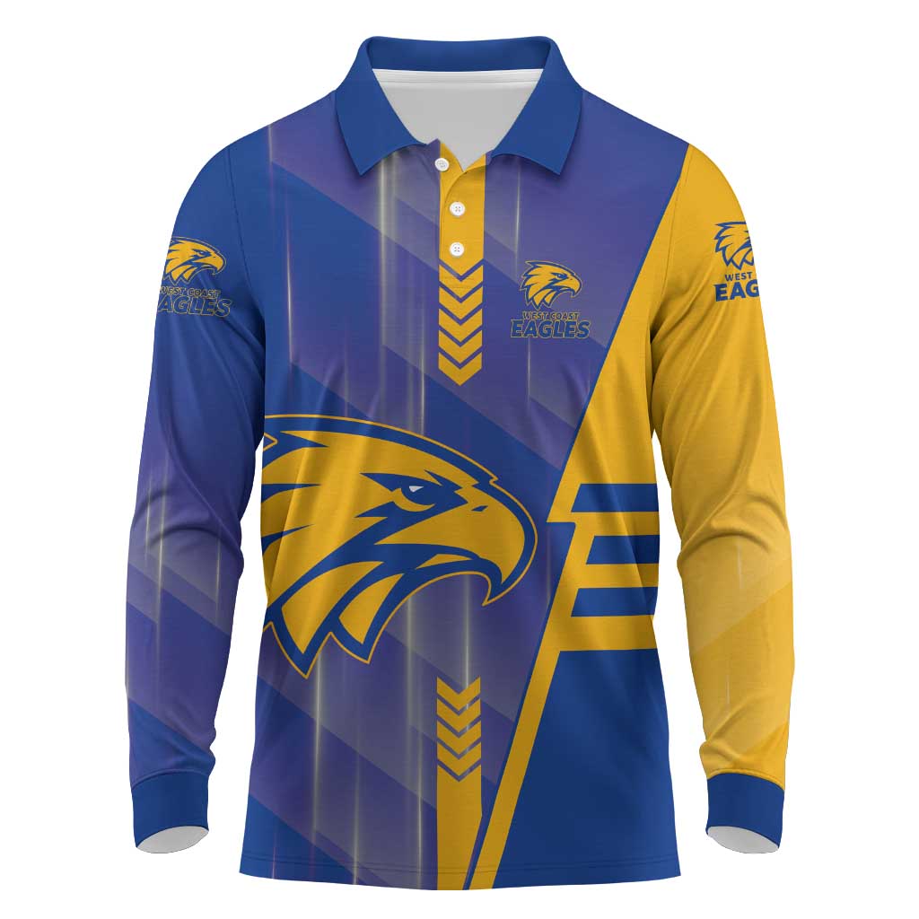 Personalized West Coast Eagles Long Sleeve Polo Shirt Modern Geometric Sports Graphic Style