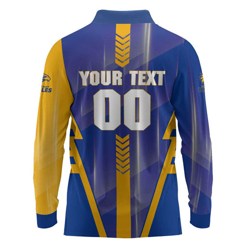 Personalized West Coast Eagles Long Sleeve Polo Shirt Modern Geometric Sports Graphic Style