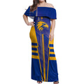 Personalized West Coast Eagles Off Shoulder Maxi Dress Modern Geometric Sports Graphic Style