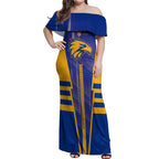 Personalized West Coast Eagles Off Shoulder Maxi Dress Modern Geometric Sports Graphic Style