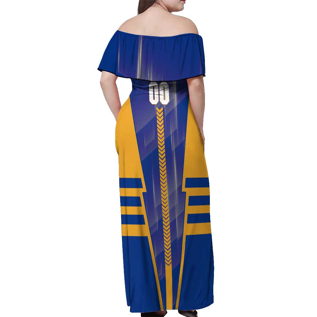 Personalized West Coast Eagles Off Shoulder Maxi Dress Modern Geometric Sports Graphic Style