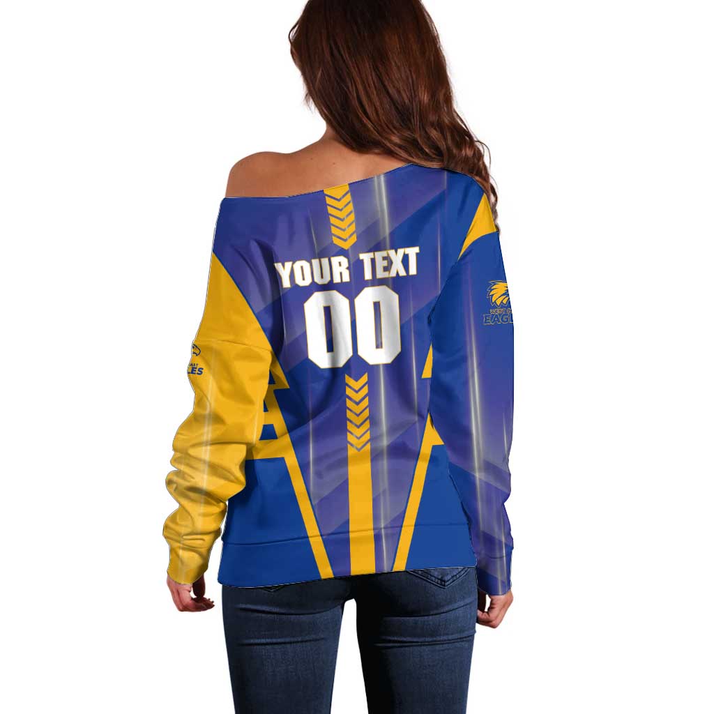 Personalized West Coast Eagles Off Shoulder Sweater Modern Geometric Sports Graphic Style