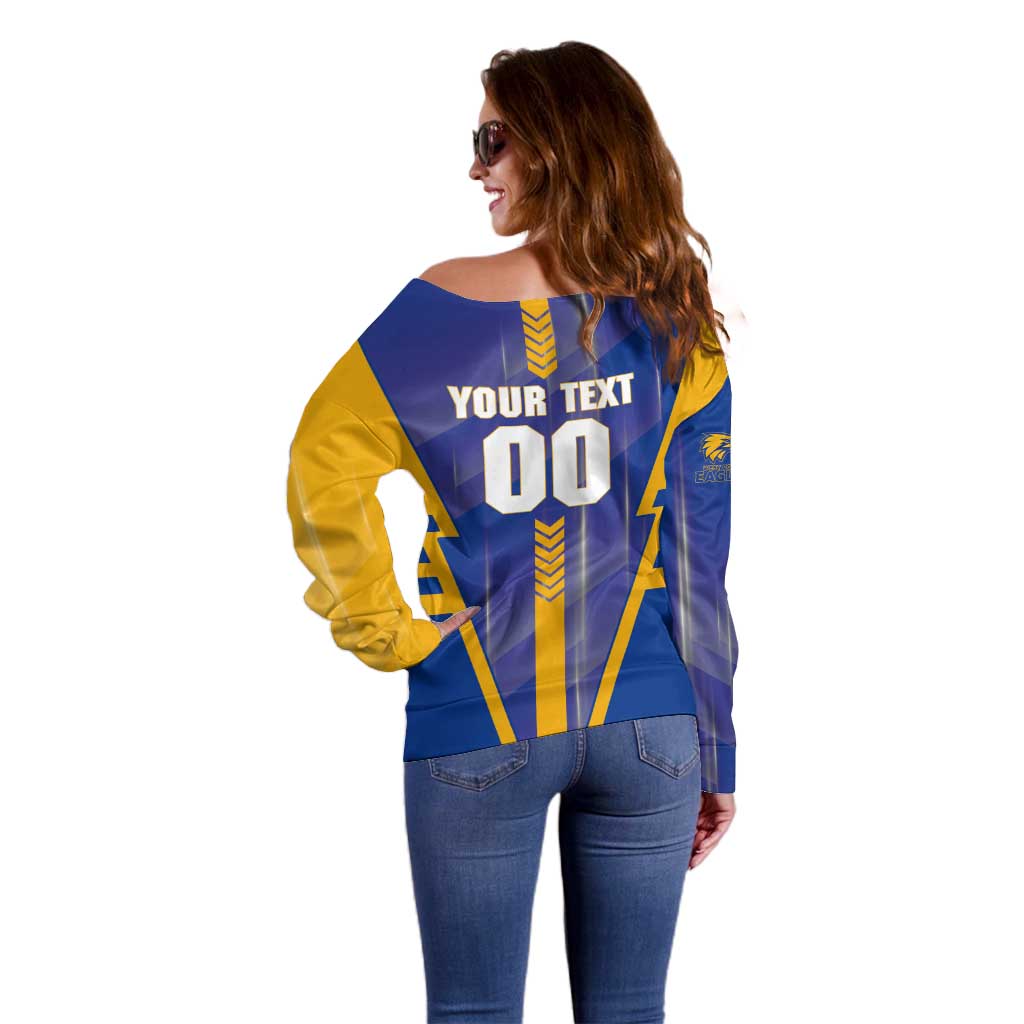 Personalized West Coast Eagles Off Shoulder Sweater Modern Geometric Sports Graphic Style