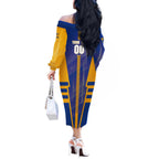 Personalized West Coast Eagles Off The Shoulder Long Sleeve Dress Modern Geometric Sports Graphic Style