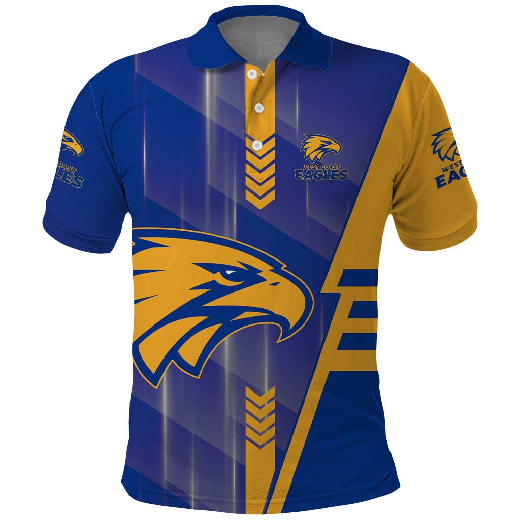 Personalized West Coast Eagles Polo Shirt Modern Geometric Sports Graphic Style