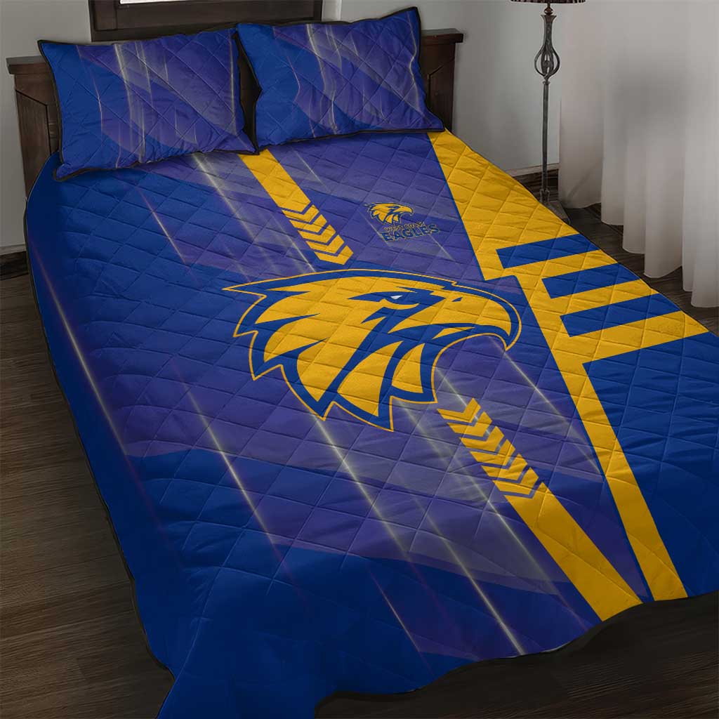 West Coast Eagles Quilt Bed Set Modern Geometric Sports Graphic Style