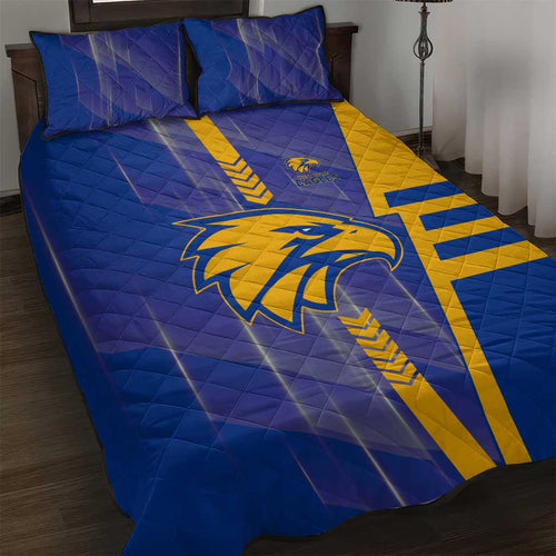 West Coast Eagles Quilt Bed Set Modern Geometric Sports Graphic Style