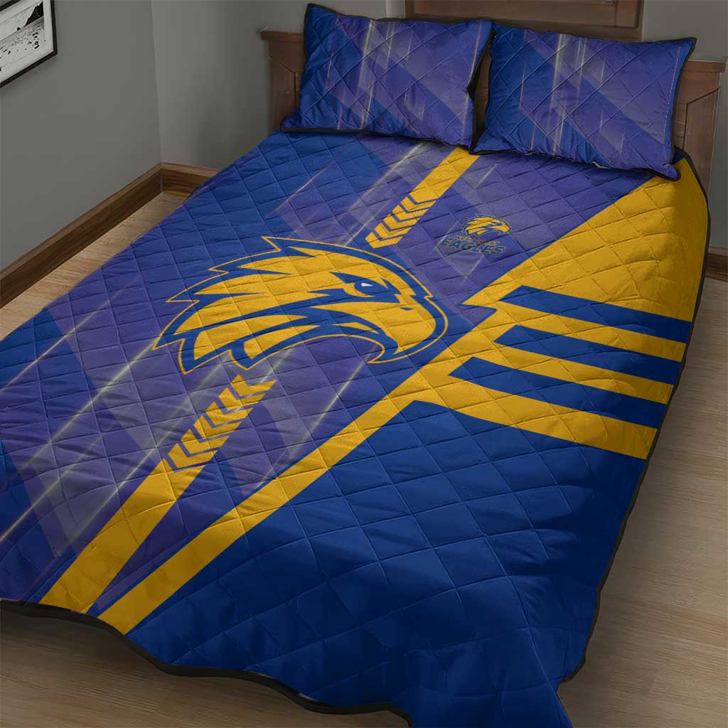 West Coast Eagles Quilt Bed Set Modern Geometric Sports Graphic Style