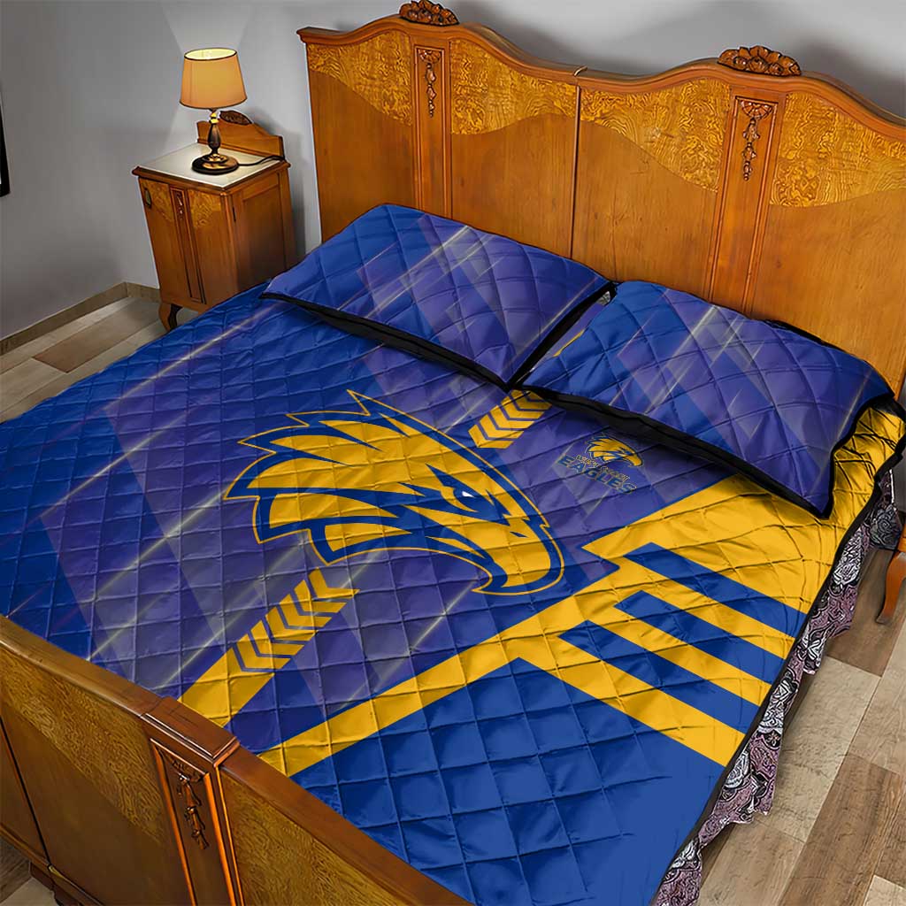 West Coast Eagles Quilt Bed Set Modern Geometric Sports Graphic Style