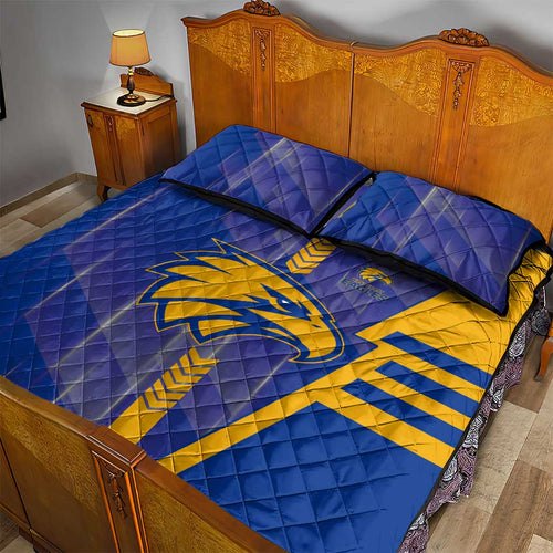 West Coast Eagles Quilt Bed Set Modern Geometric Sports Graphic Style