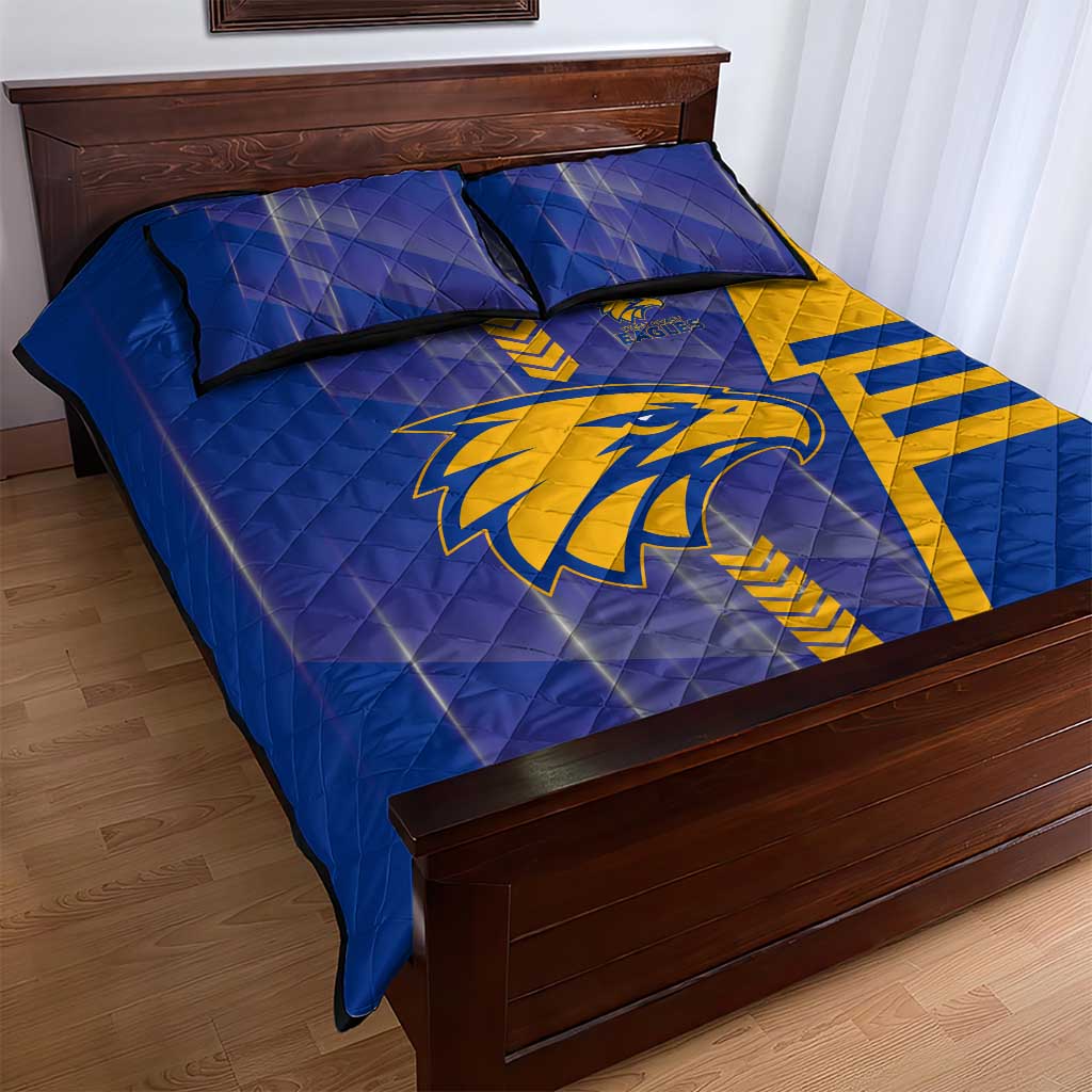 West Coast Eagles Quilt Bed Set Modern Geometric Sports Graphic Style