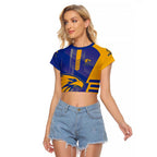 Personalized West Coast Eagles Raglan Cropped T Shirt Modern Geometric Sports Graphic Style