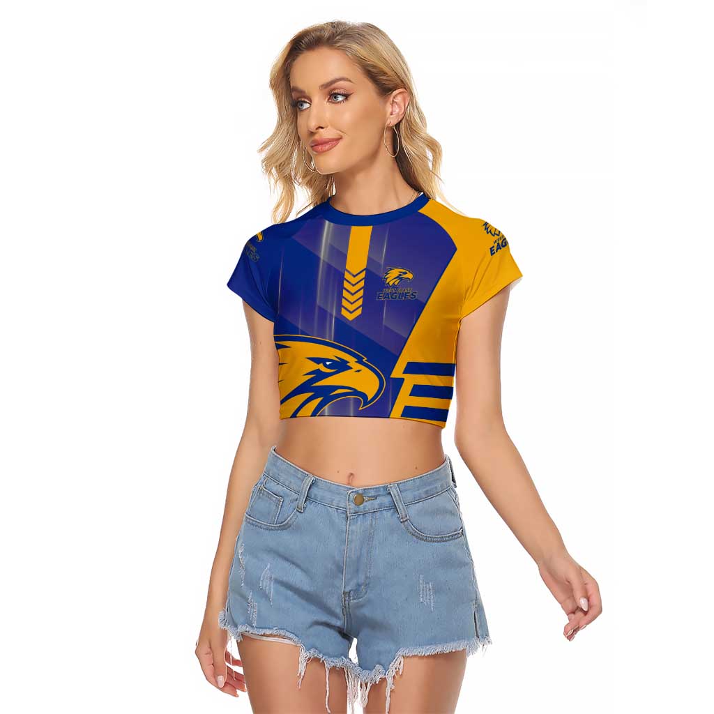 Personalized West Coast Eagles Raglan Cropped T Shirt Modern Geometric Sports Graphic Style