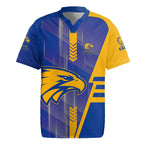 Personalized West Coast Eagles Rugby Jersey Modern Geometric Sports Graphic Style