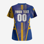 Personalized West Coast Eagles Scrub Top Modern Geometric Sports Graphic Style
