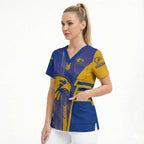 Personalized West Coast Eagles Scrub Top Modern Geometric Sports Graphic Style