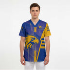 Personalized West Coast Eagles Scrub Top Modern Geometric Sports Graphic Style