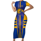 Personalized West Coast Eagles Short Sleeve Bodycon Dress Modern Geometric Sports Graphic Style