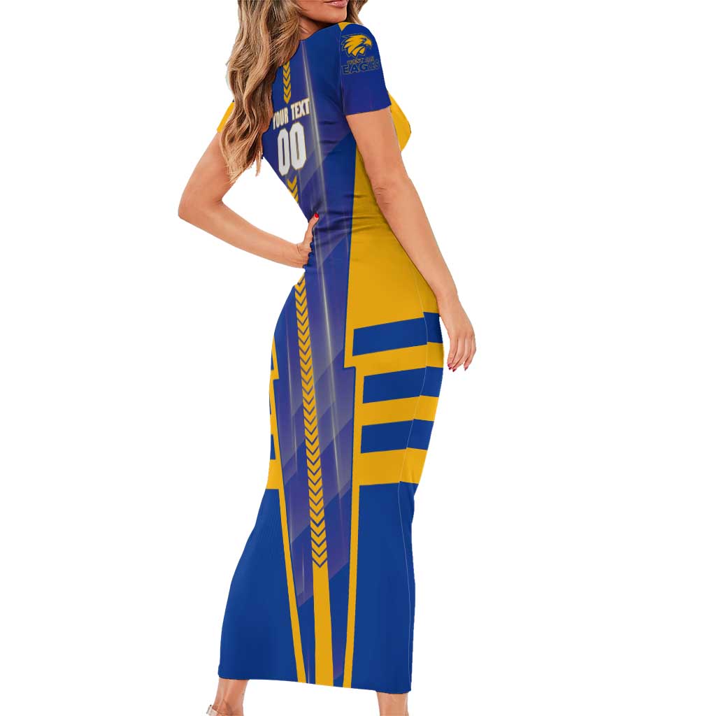 Personalized West Coast Eagles Short Sleeve Bodycon Dress Modern Geometric Sports Graphic Style