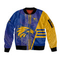 Personalized West Coast Eagles Sleeve Zip Bomber Jacket Modern Geometric Sports Graphic Style