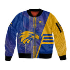 Personalized West Coast Eagles Sleeve Zip Bomber Jacket Modern Geometric Sports Graphic Style