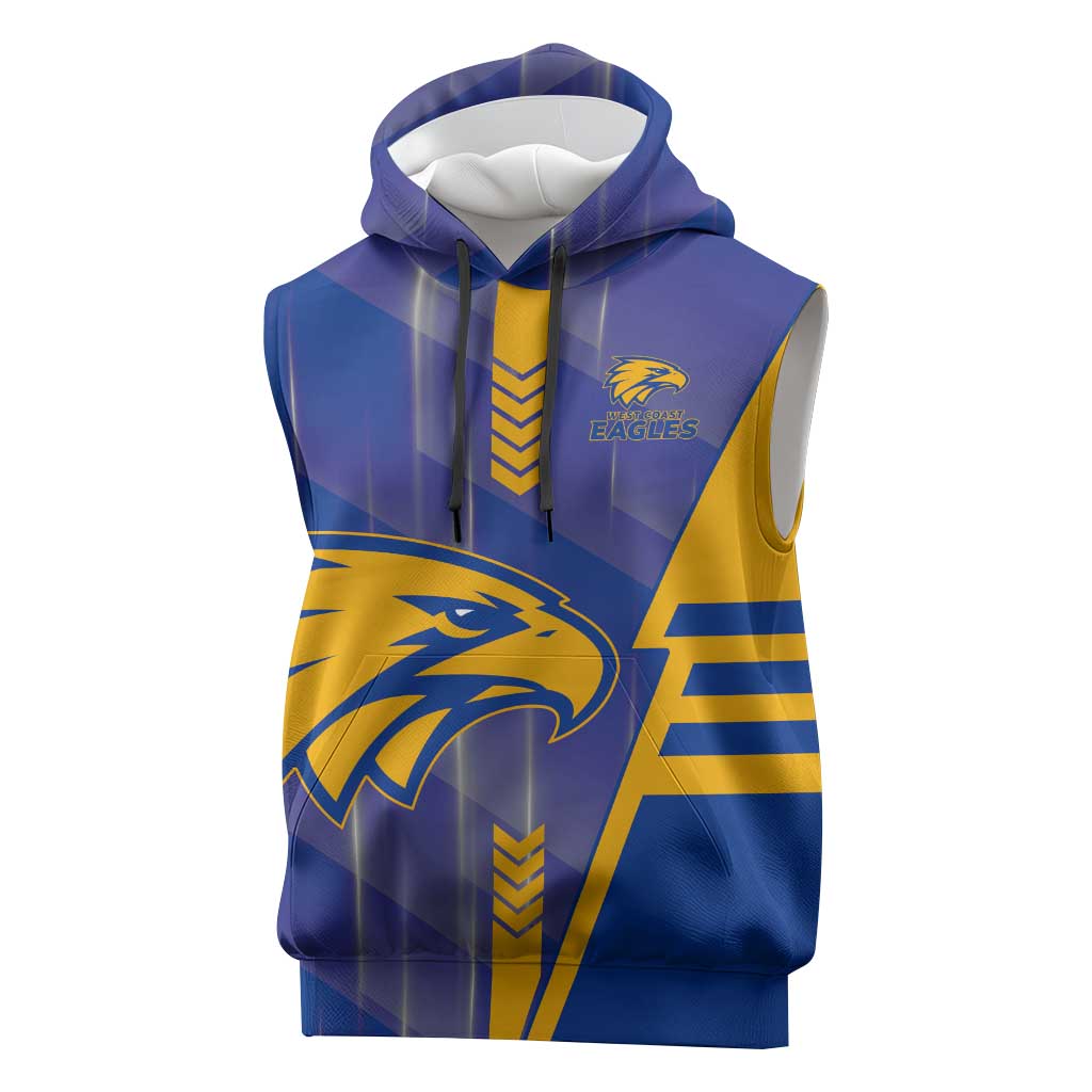 Personalized West Coast Eagles Sleeveless Hoodie Modern Geometric Sports Graphic Style