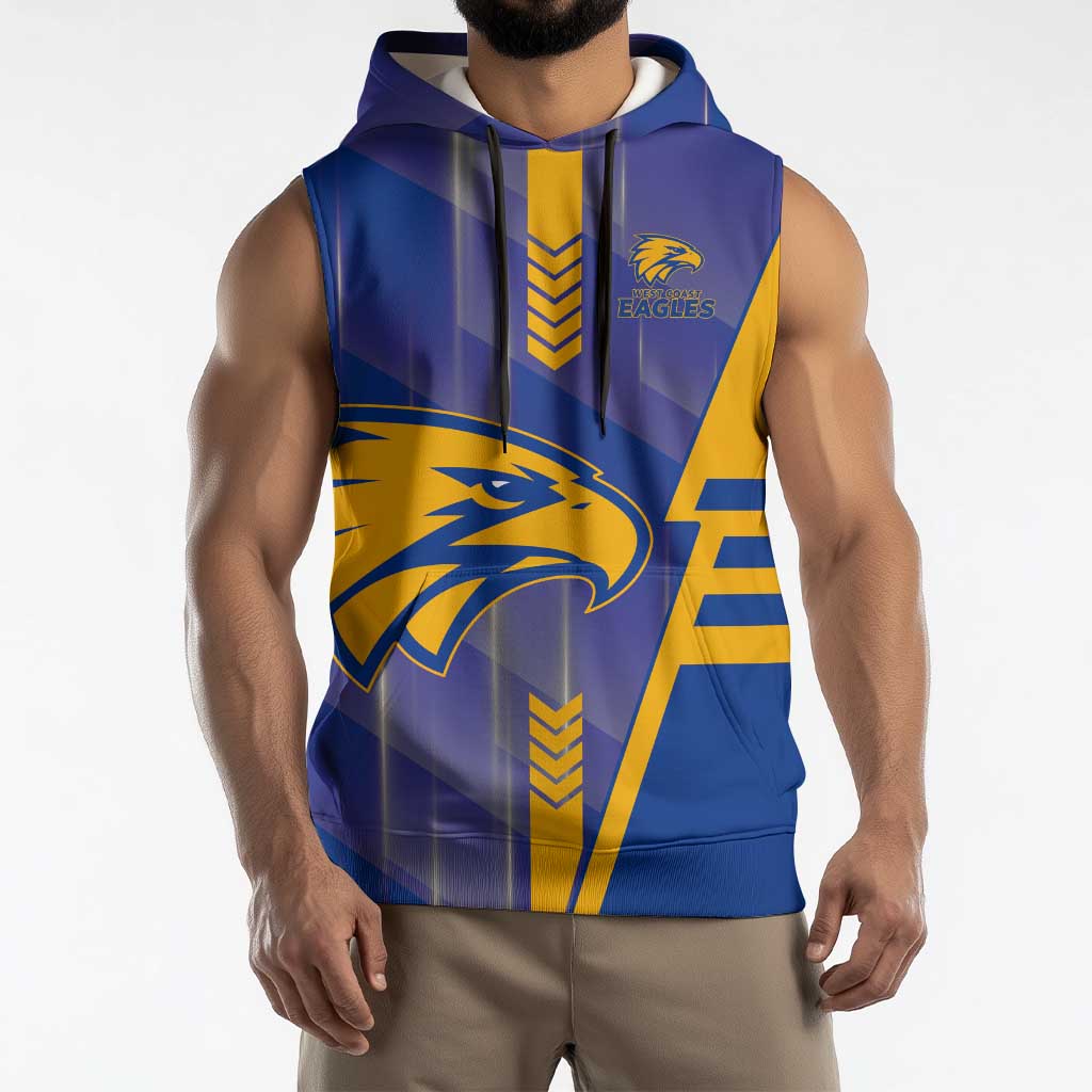 Personalized West Coast Eagles Sleeveless Hoodie Modern Geometric Sports Graphic Style