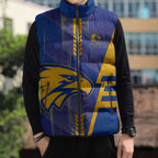 Personalized West Coast Eagles Sleeveless Puffer Jacket Modern Geometric Sports Graphic Style