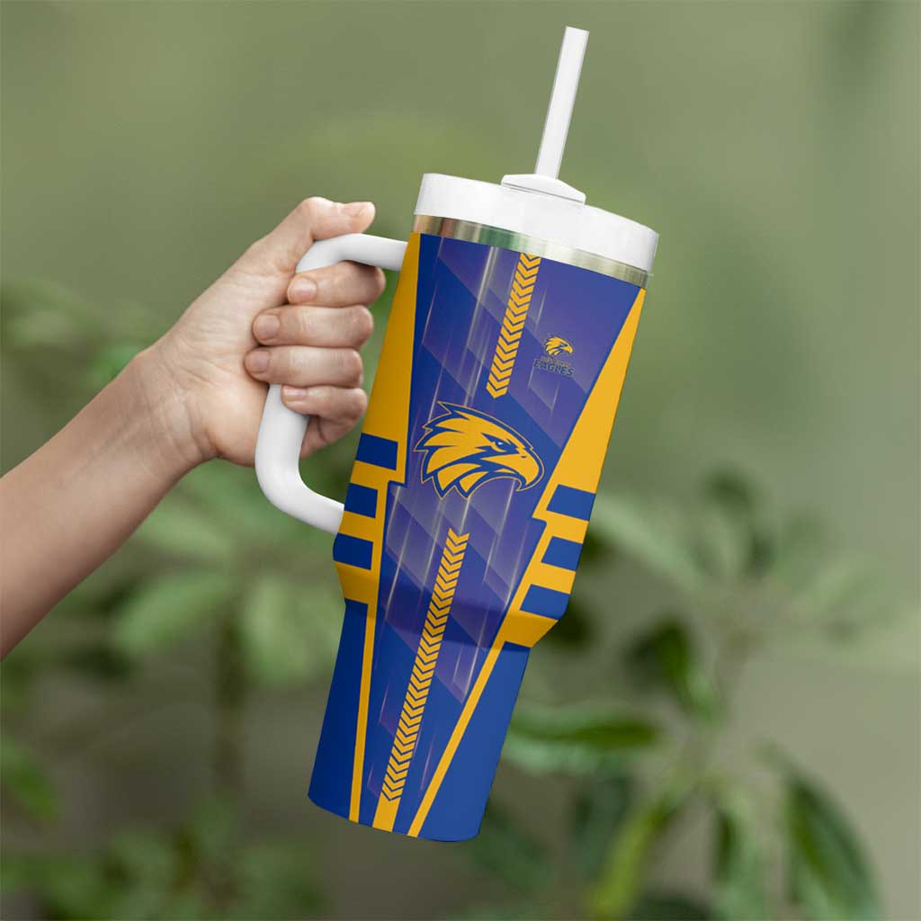 Personalized West Coast Eagles Tumbler With Handle Modern Geometric Sports Graphic Style
