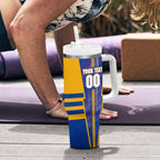 Personalized West Coast Eagles Tumbler With Handle Modern Geometric Sports Graphic Style