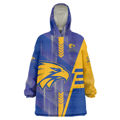 Personalized West Coast Eagles Wearable Blanket Hoodie Modern Geometric Sports Graphic Style