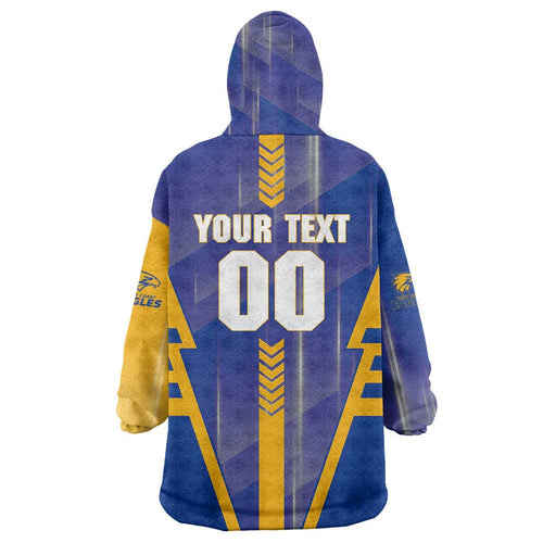 Personalized West Coast Eagles Wearable Blanket Hoodie Modern Geometric Sports Graphic Style