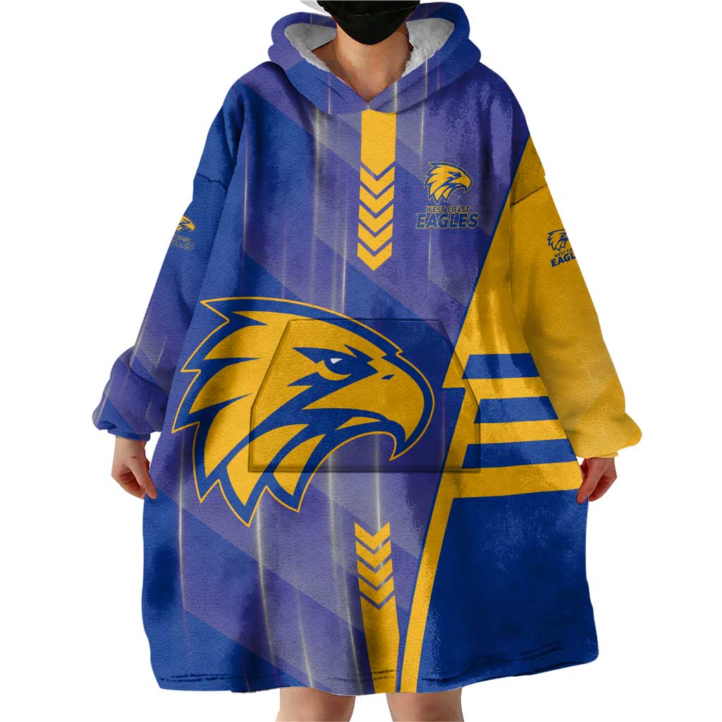 Personalized West Coast Eagles Wearable Blanket Hoodie Modern Geometric Sports Graphic Style