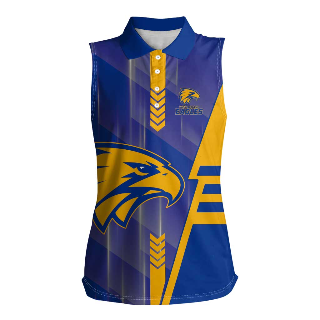 Personalized West Coast Eagles Women Sleeveless Polo Shirt Modern Geometric Sports Graphic Style