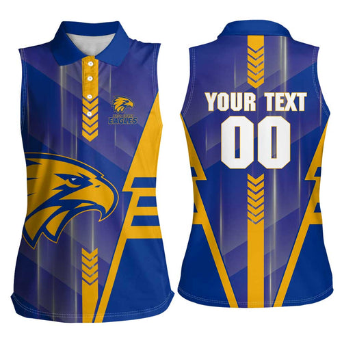 Personalized West Coast Eagles Women Sleeveless Polo Shirt Modern Geometric Sports Graphic Style