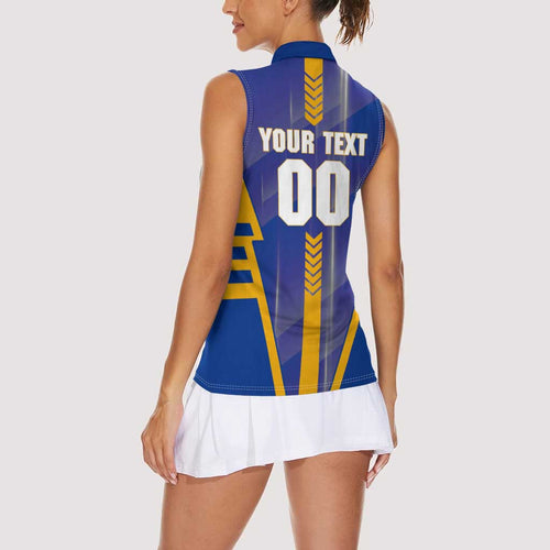 Personalized West Coast Eagles Women Sleeveless Polo Shirt Modern Geometric Sports Graphic Style