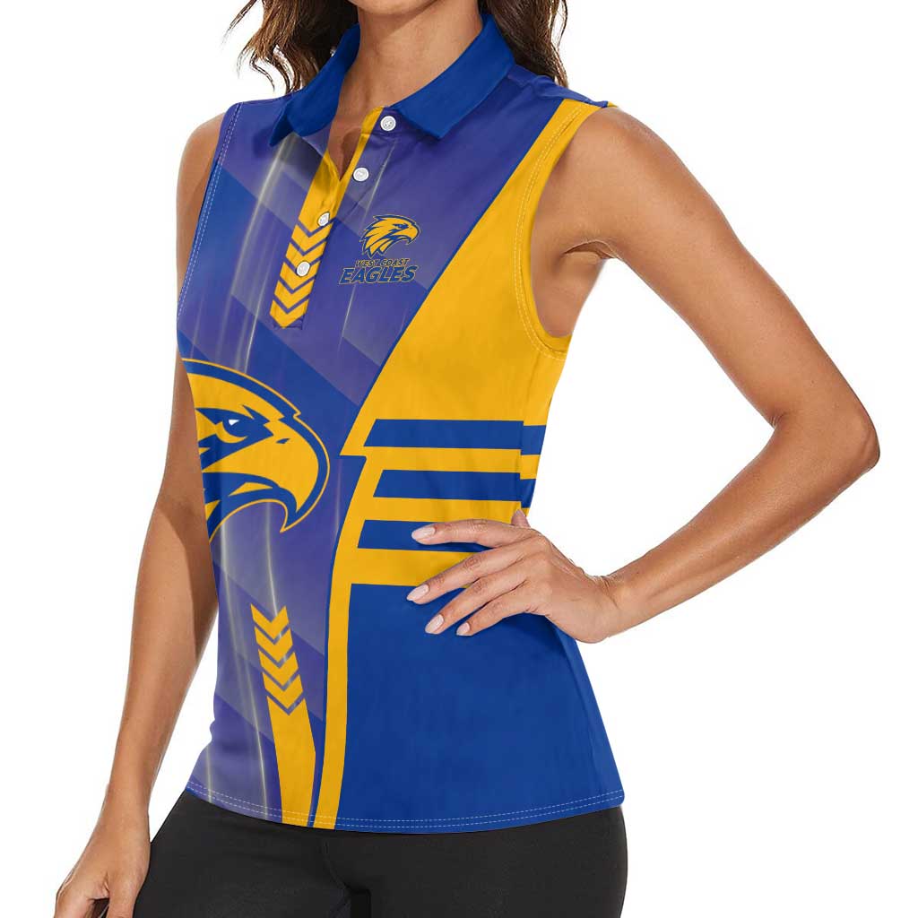 Personalized West Coast Eagles Women Sleeveless Polo Shirt Modern Geometric Sports Graphic Style