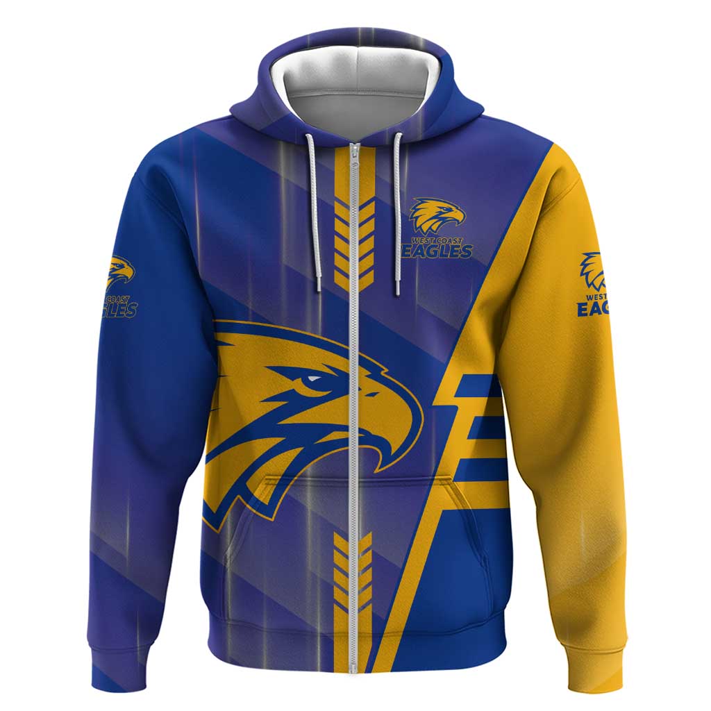 Personalized West Coast Eagles Zip Hoodie Modern Geometric Sports Graphic Style