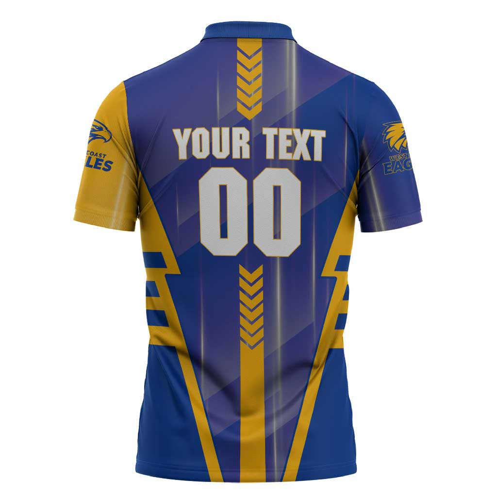 Personalized West Coast Eagles Zipper Polo Shirt Modern Geometric Sports Graphic Style