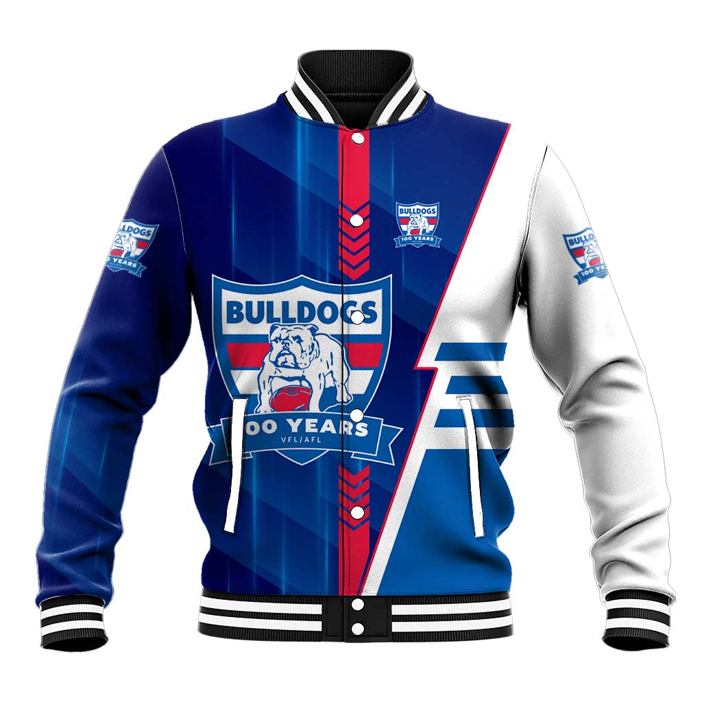 Personalized Western Bulldogs Baseball Jacket Modern Geometric Sports Graphic Style