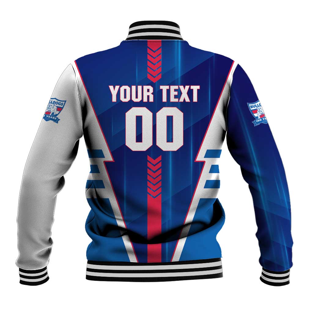 Personalized Western Bulldogs Baseball Jacket Modern Geometric Sports Graphic Style
