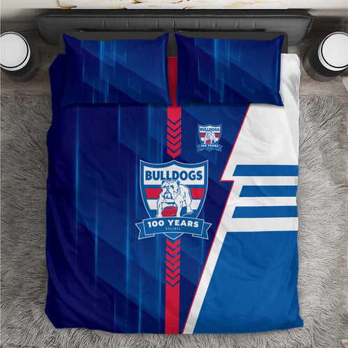 Western Bulldogs Bedding Set Modern Geometric Sports Graphic Style
