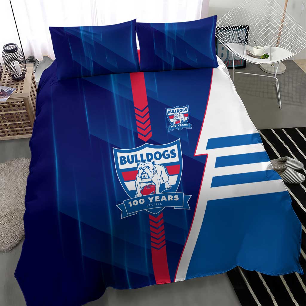 Western Bulldogs Bedding Set Modern Geometric Sports Graphic Style