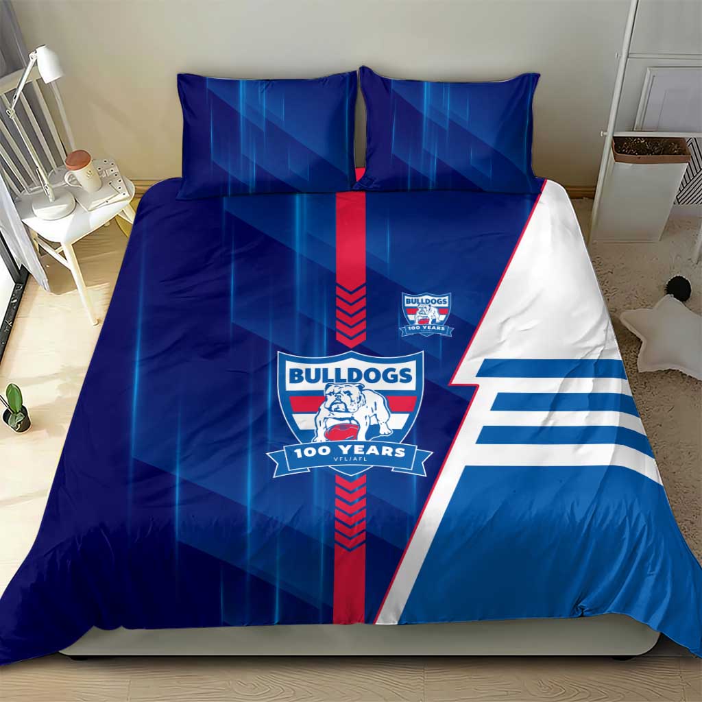 Western Bulldogs Bedding Set Modern Geometric Sports Graphic Style